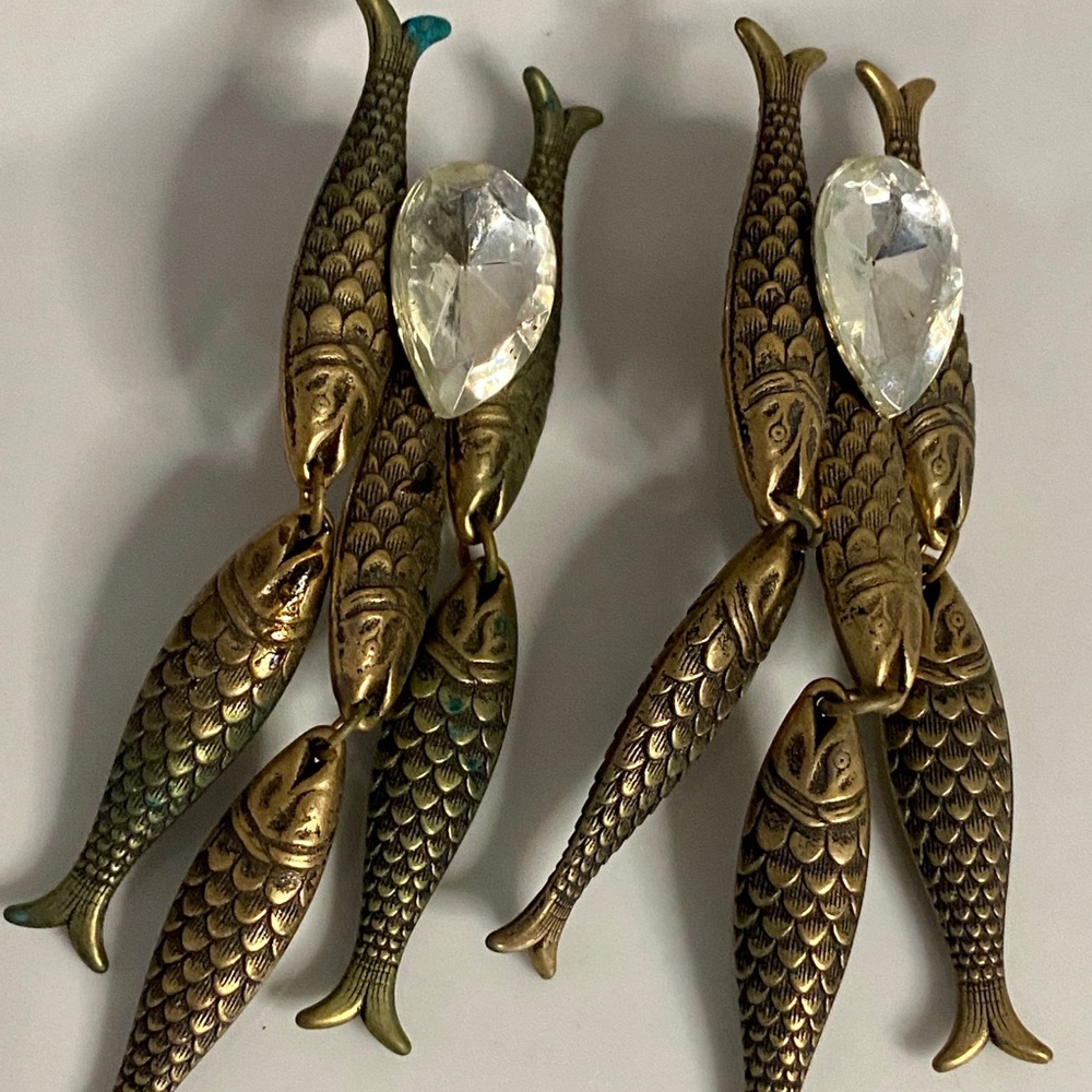 Retro Fish Drop/Dangle Statement Clip On Earrings - image 4